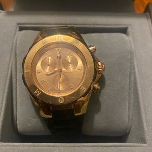 Michele Rose Gold/Black Rubber Band Watch - Excellent Condition